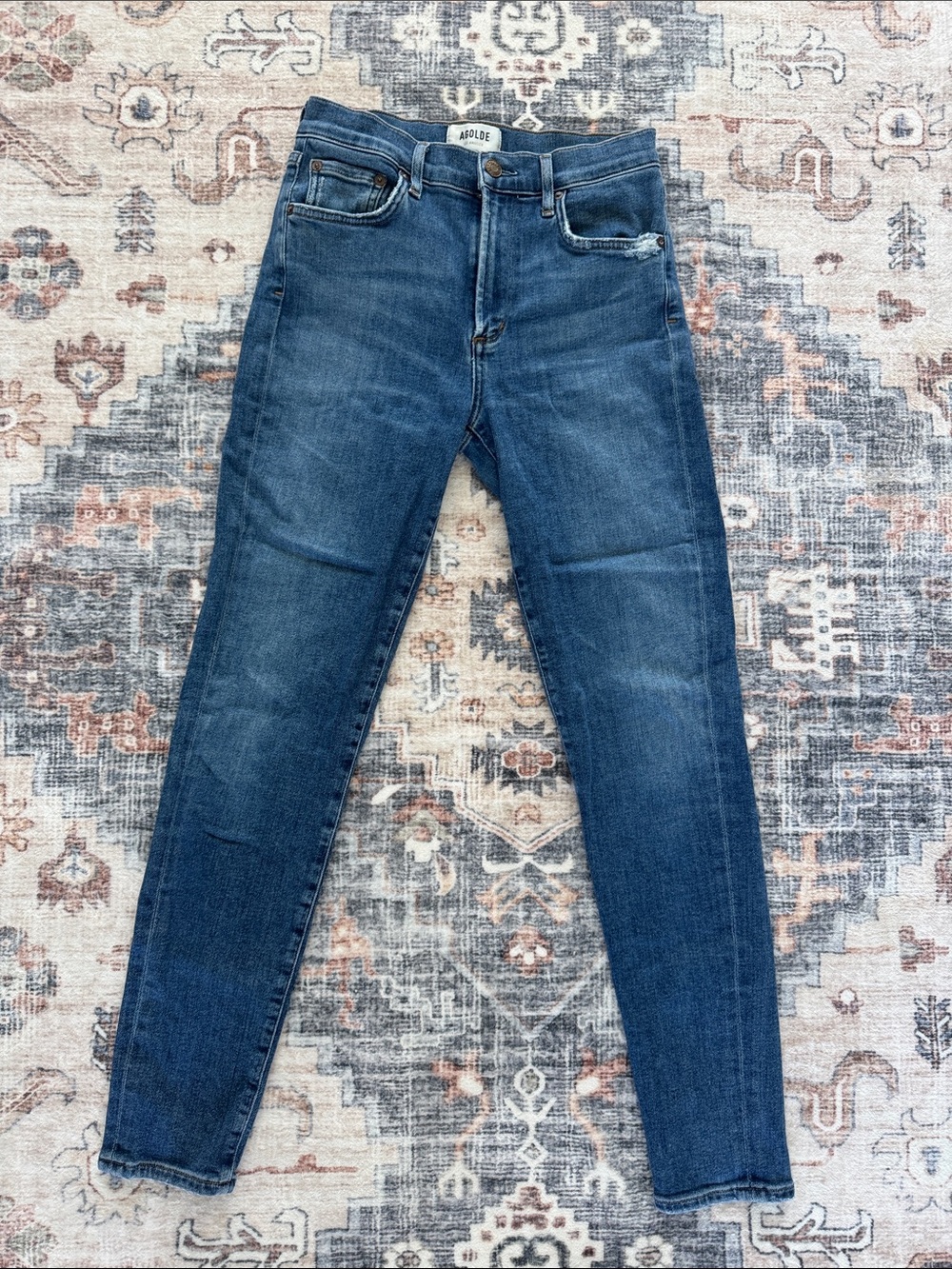 Agolde Women’s Skinny Jeans in Dark Blue Wash